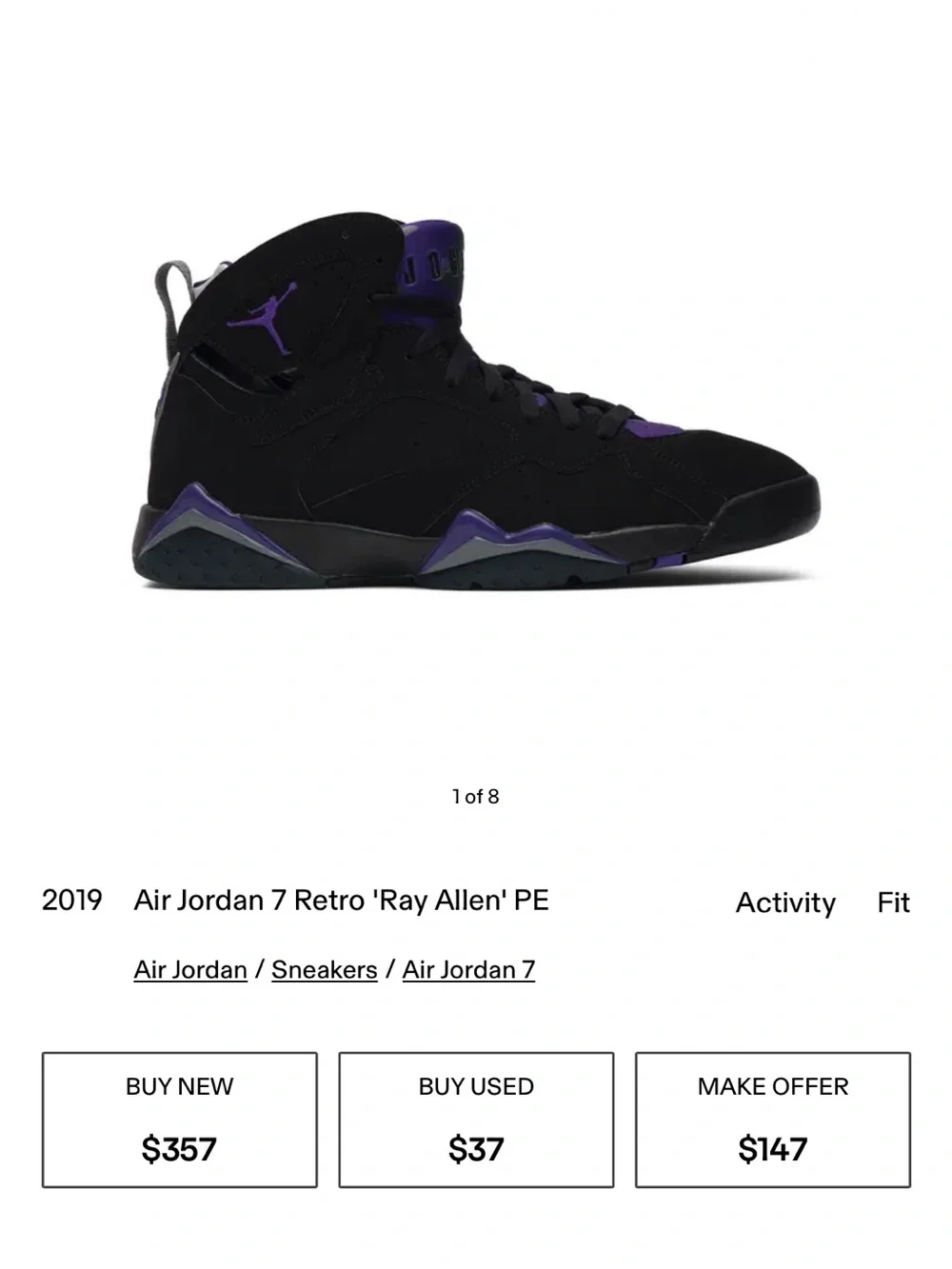 Jordan Black and Purple High-Top Sneakers